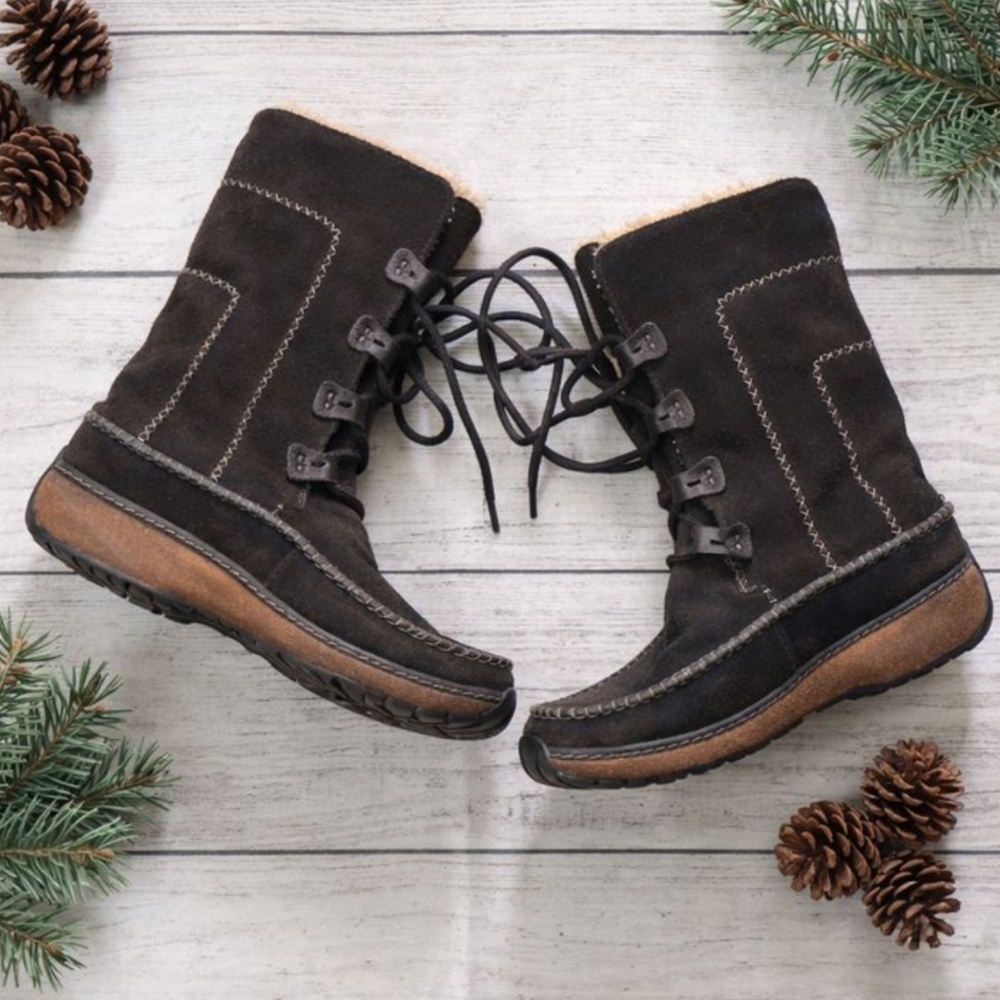Timberland Fauna Leather Moccasin Lace-Up Boots – Black – Women's Size 7